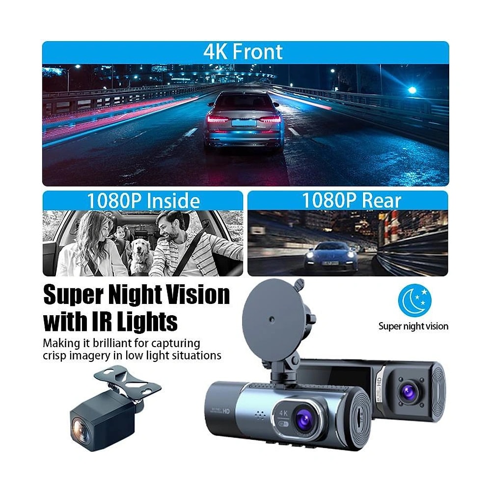 DashCam 4K WiFi Dual, vue 3